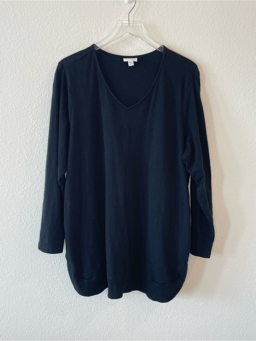 J. Jill Black V-Neck Long-Sleeve Knit Tunic 2X